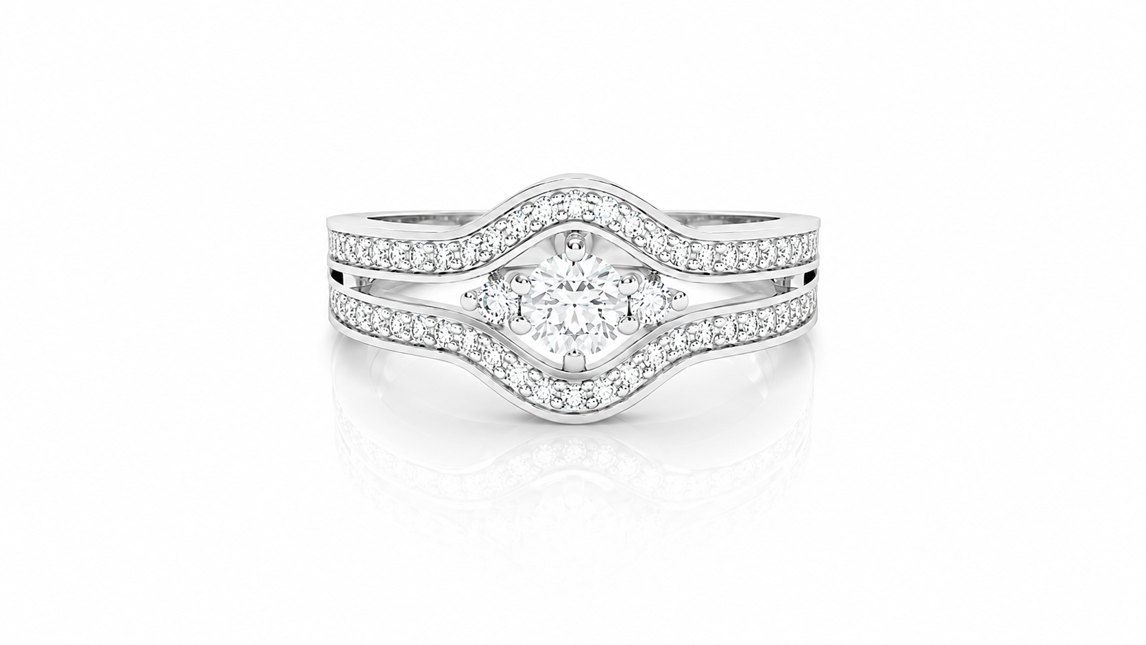 0.55 CT Diamond Curved Halo Ring