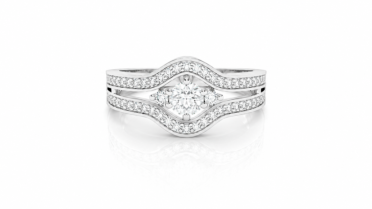 0.55 CT Diamond Curved Halo Ring