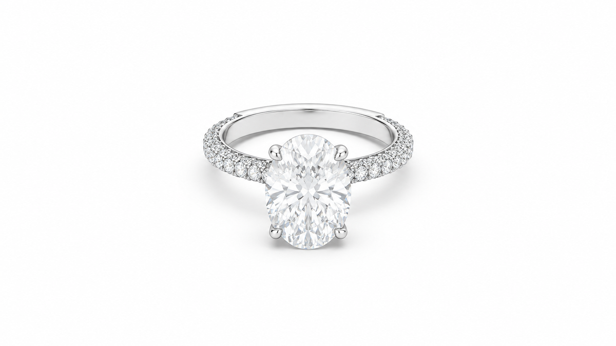 3.76 CTW Oval Diamond Pavé Engagement Ring