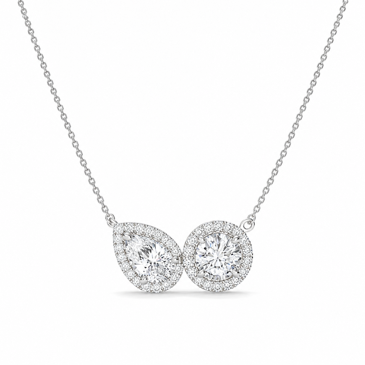 Pear & Halo Diamond Pendant Necklace – 0.93 CTW