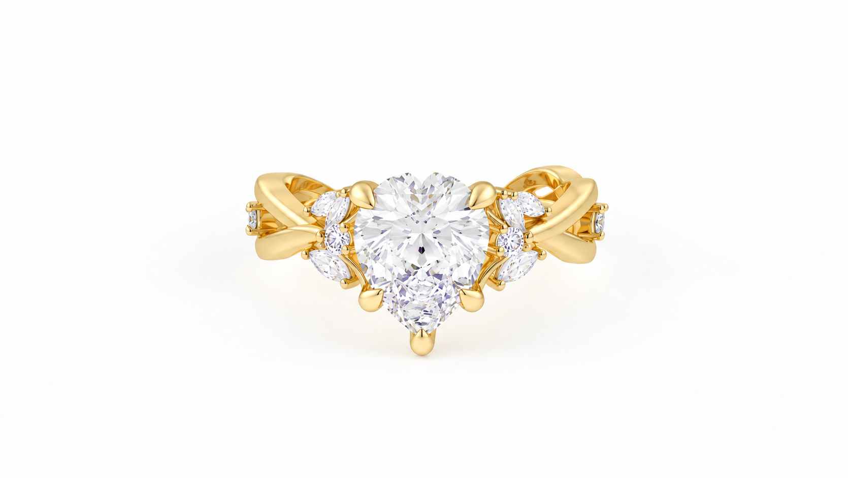 1.98 CTW Pear Cut Diamond Three Stone Engagement Ring