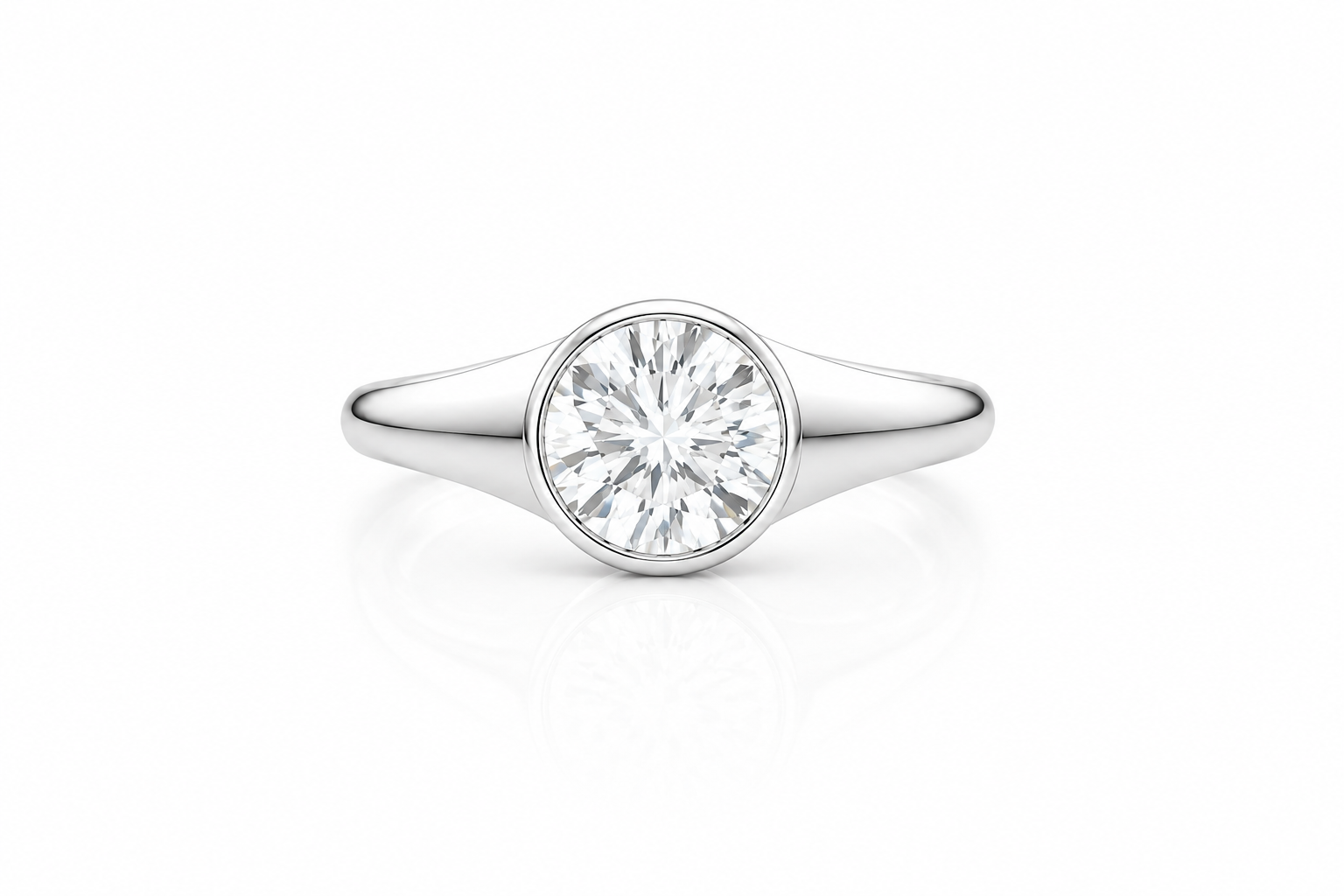 2ct Diamond Vintage Bezel-Set Round Diamond Solitaire Ring