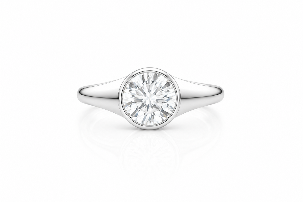 2ct Diamond Vintage Bezel-Set Round Diamond Solitaire Ring