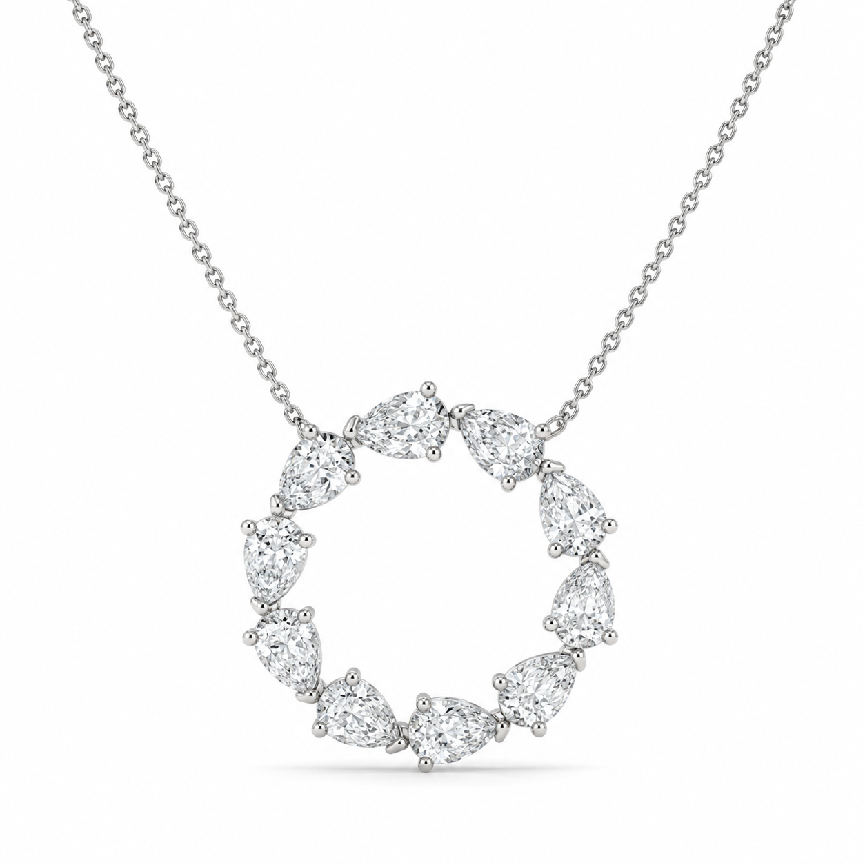 1.00 CT Diamond Open Circle Pendant Necklace