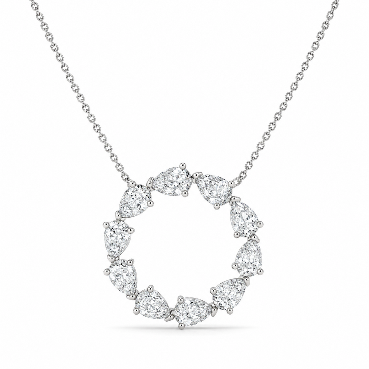 1.00 CT Diamond Open Circle Pendant Necklace