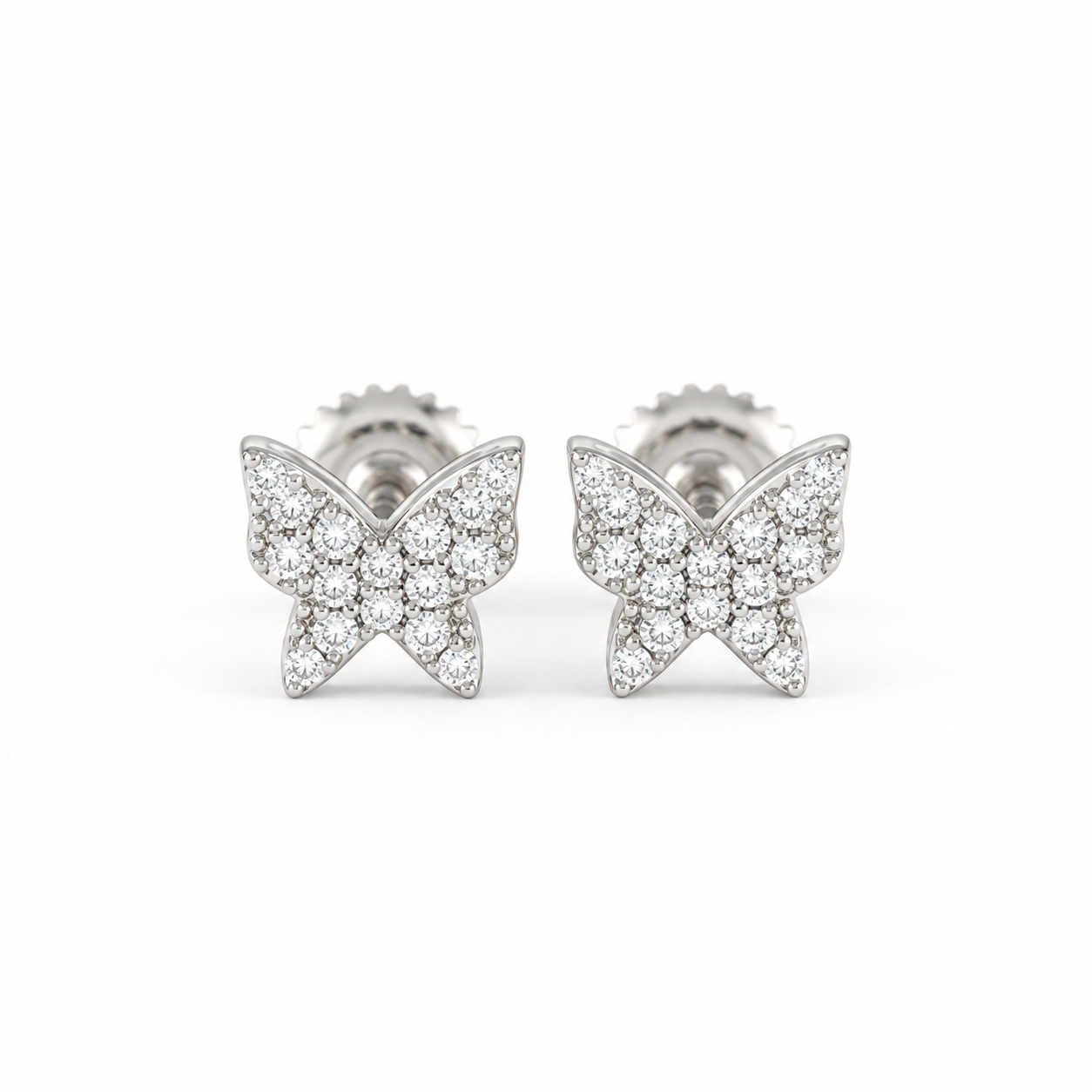 0.10 CTW Butterfly Diamond Stud Earrings