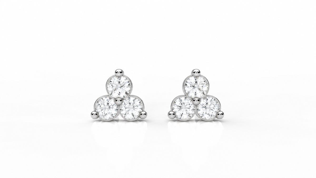 0.085 CTW Diamond Cluster Stud Earrings