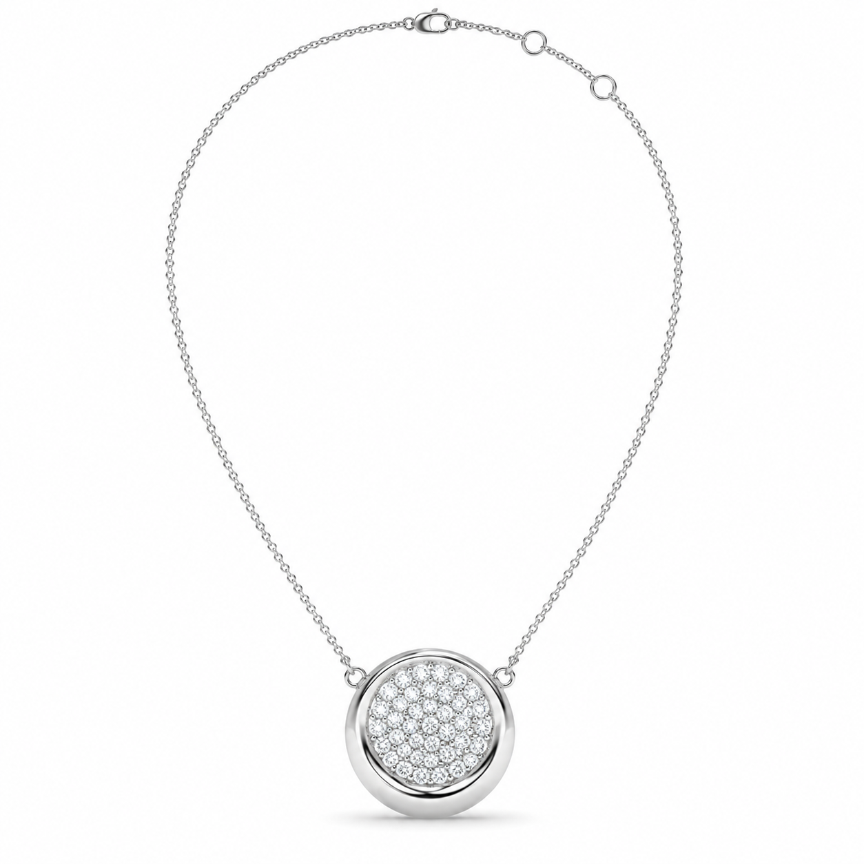 Round Cluster Diamond Pendant Necklace – 0.56 CTW