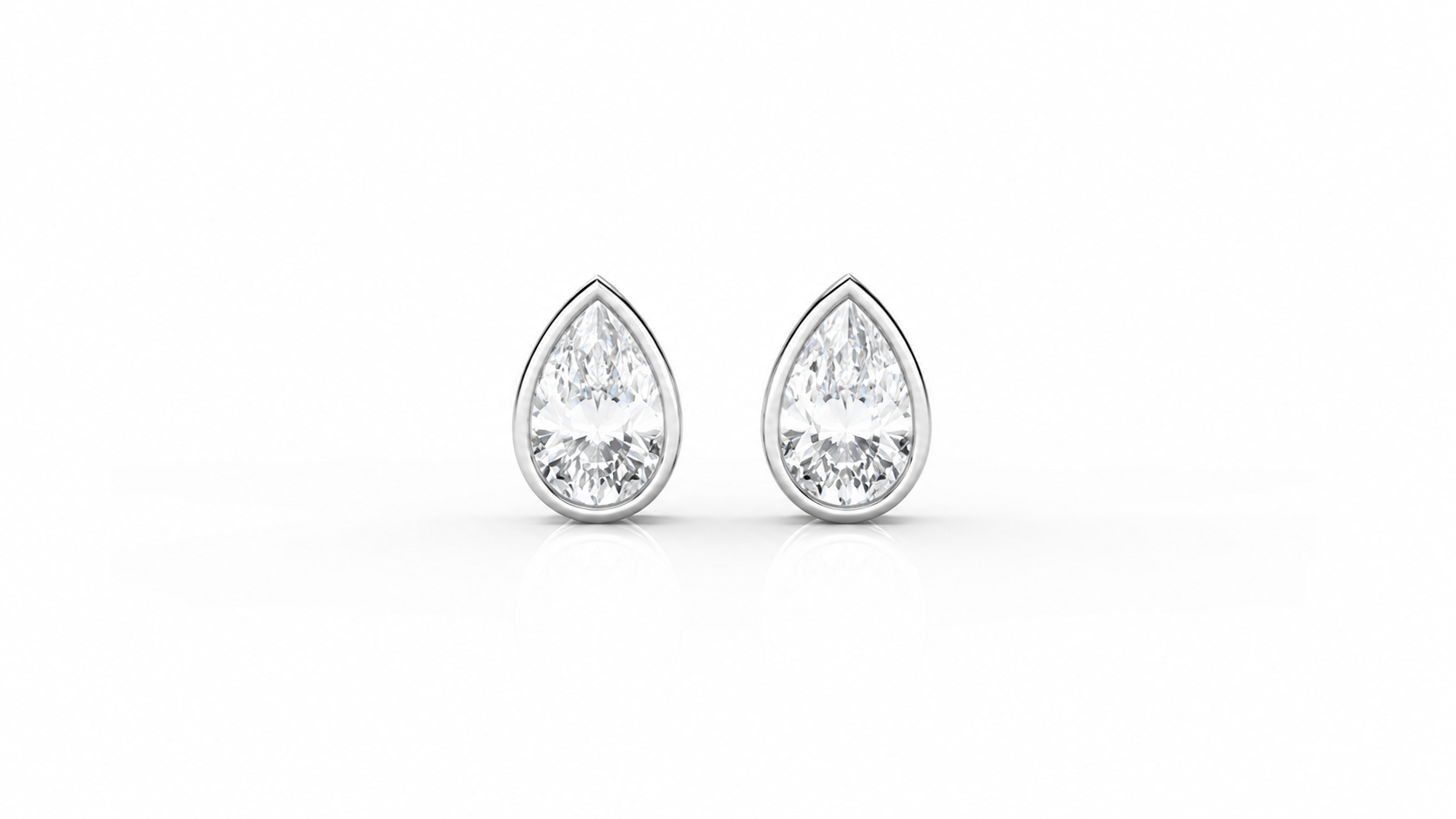 Pear-Cut Diamond Bezel Stud Earrings – 2.00 CTW