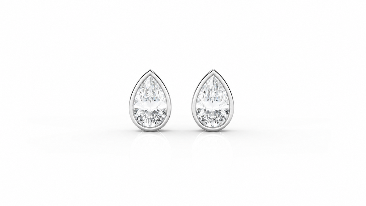 Pear-Cut Diamond Bezel Stud Earrings – 2.00 CTW