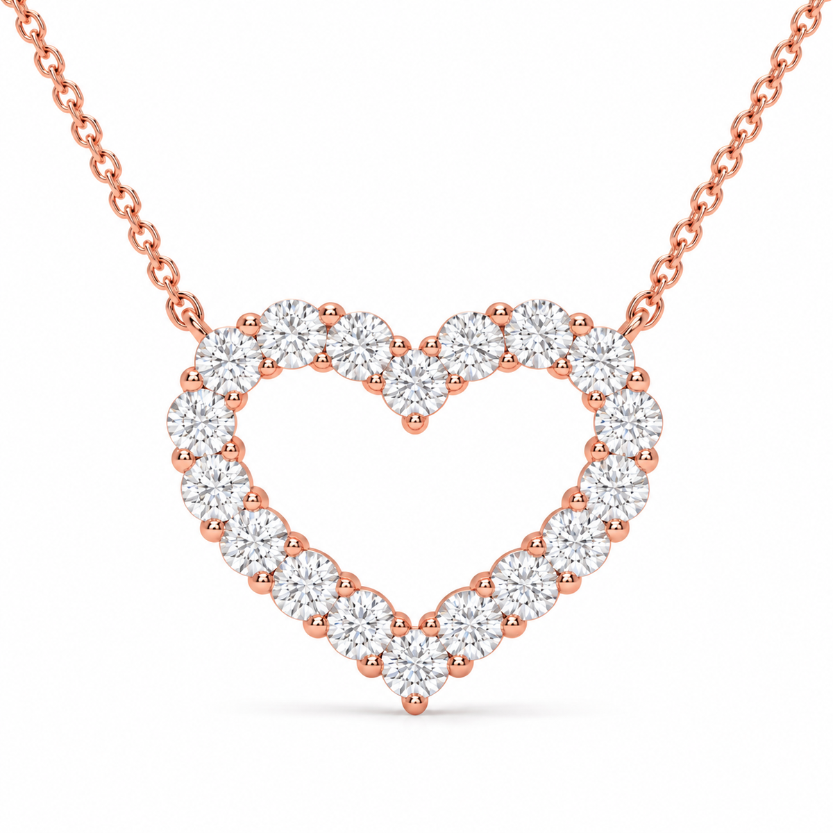 1.03 CTW Open Heart Pendant Necklace
