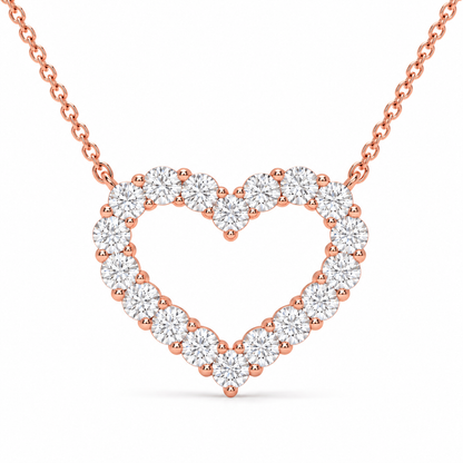 1.03 CTW Open Heart Pendant Necklace