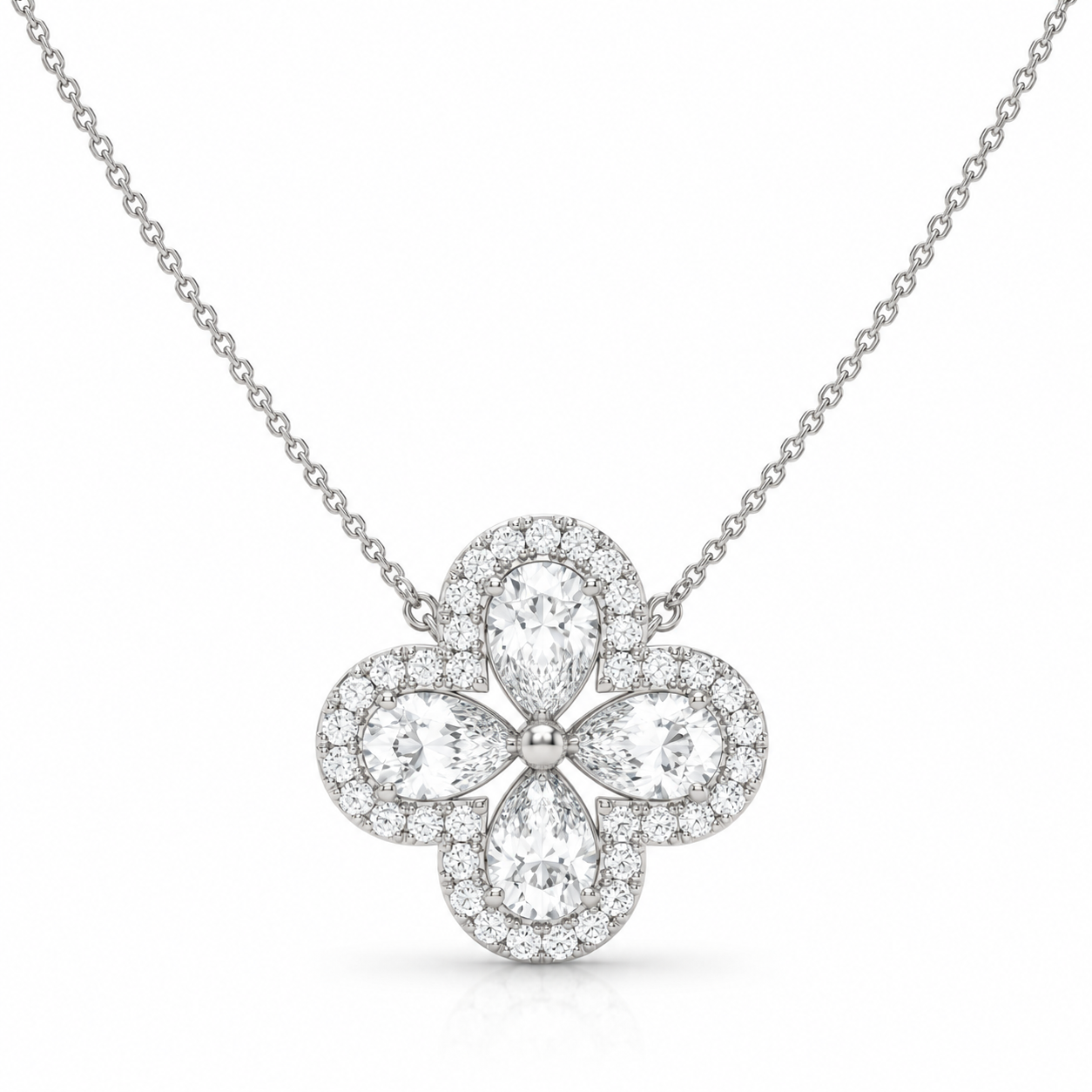 1.99 CT Diamond Four-Leaf Clover Pendant Necklace