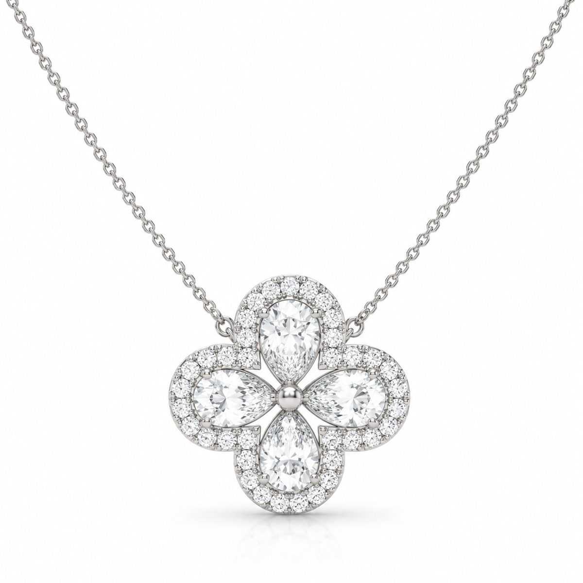 1.99 CT Diamond Four-Leaf Clover Pendant Necklace