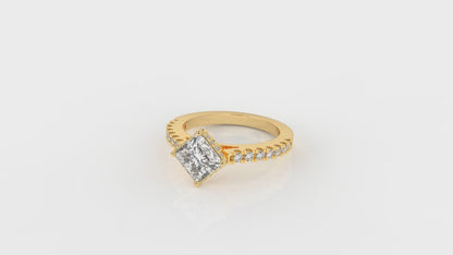 1.87 CTW Princess Cut Diamond Pavé Engagement Ring - Video