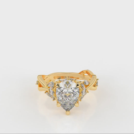 1.98 CTW Pear Cut Diamond Three Stone Engagement Ring Video