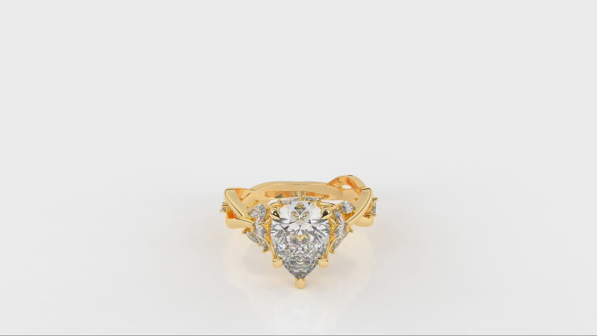 1.98 CTW Pear Cut Diamond Three Stone Engagement Ring Video