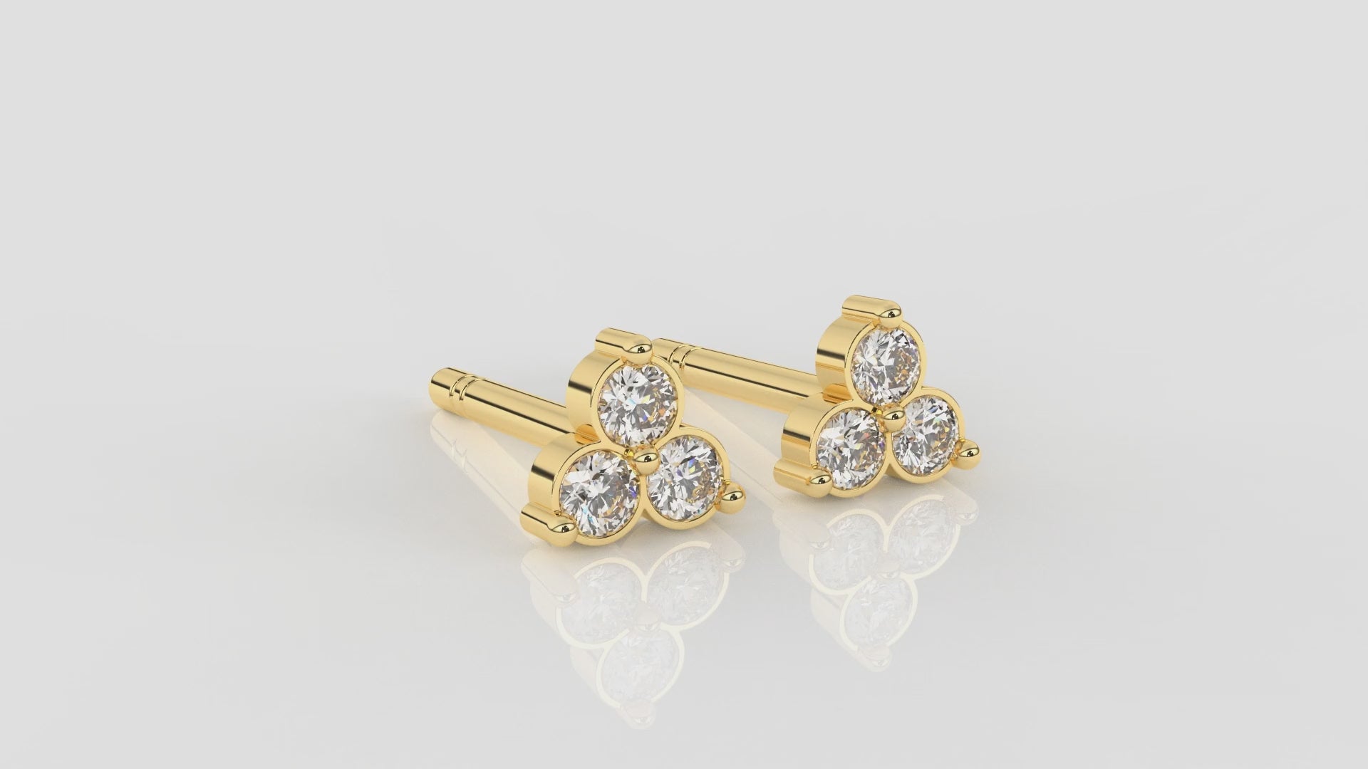 Gold earring with three diamonds GLAM NYC