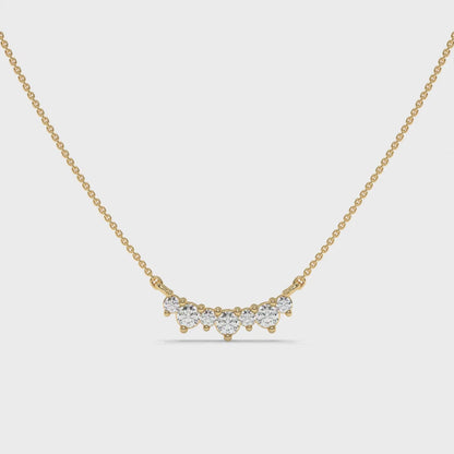 0.17 CTW Dainty Diamond Wave Pendant Necklace – Yellow Gold – Product Video