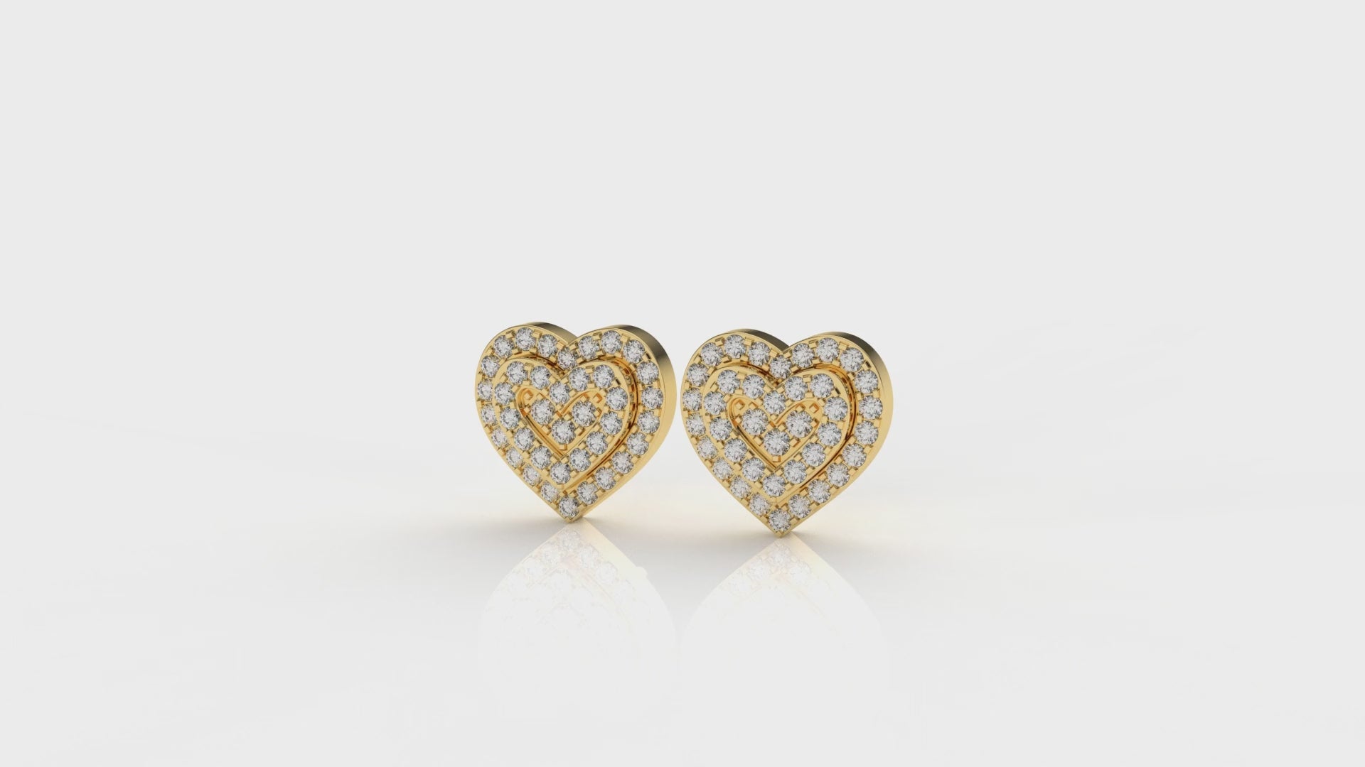 Double Heart Pavé Lab Diamond Stud Earrings