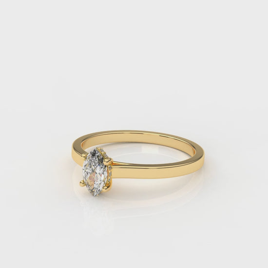 Gold ring with a diamond GLAM NYC