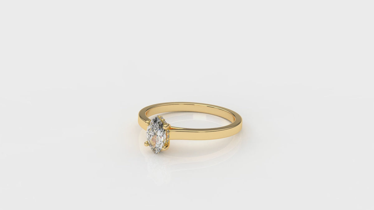 Gold ring with a diamond GLAM NYC