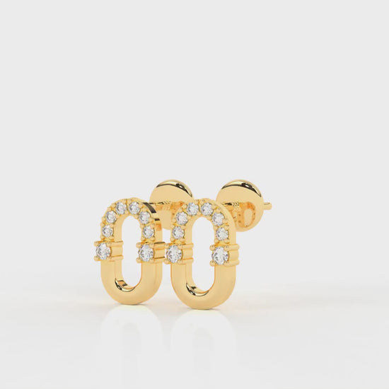 0.20 CTW Diamond Oval Link Stud Earrings Product Video