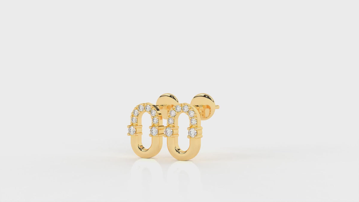 0.20 CTW Diamond Oval Link Stud Earrings Product Video