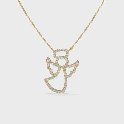 0.27 CTW Angel Diamond Pendant Necklace - Yellow Gold - Product Video