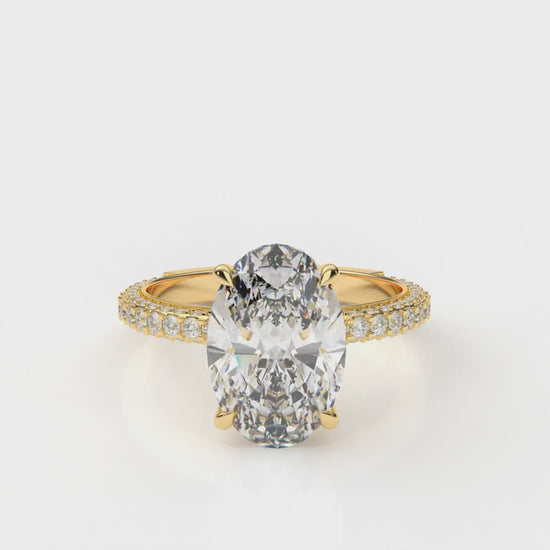 3.76 CTW Oval Diamond Pavé Engagement Ring - Video