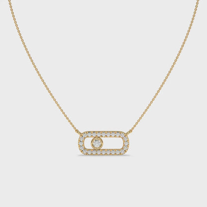 0.21 CT Diamond Oval Link Pendant Necklace-6