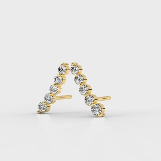 Gold earrings with small diamonds GLAM NYC