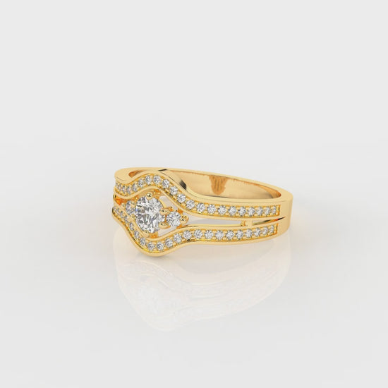 Gold ring with diamond accents GLAM NYC