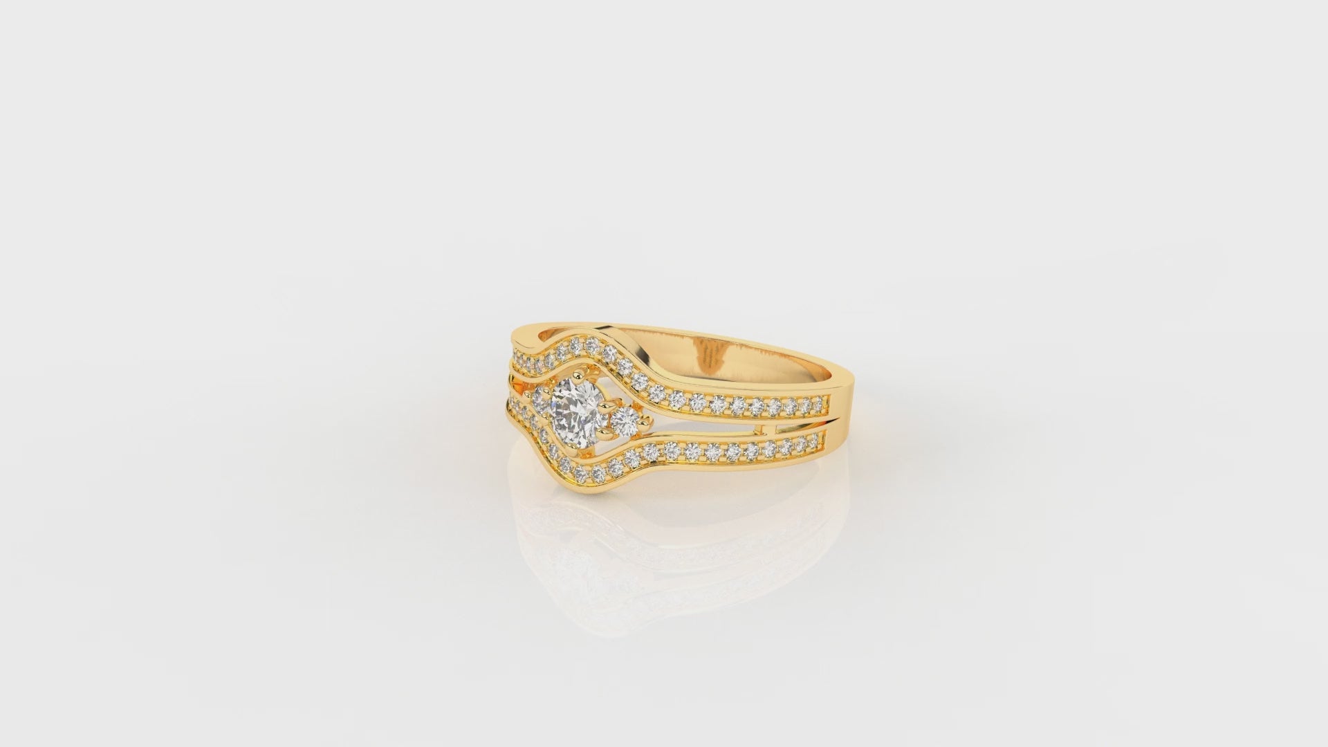 Gold ring with diamond accents GLAM NYC