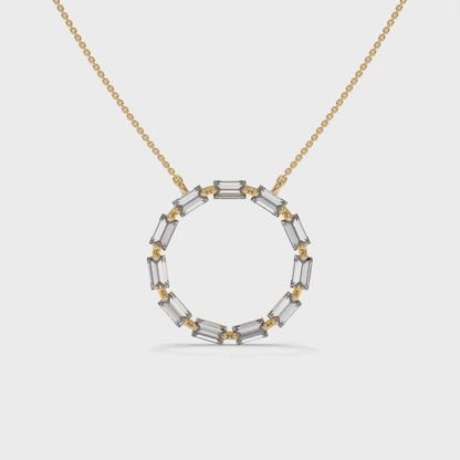 0.55 CT Baguette Diamond Circle Pendant Necklace Video