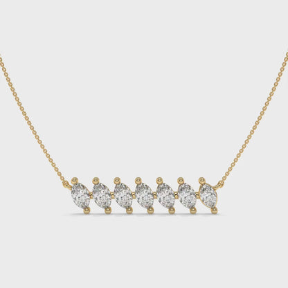 0.84 CT Marquise Diamond Bar Pendant Necklace Video