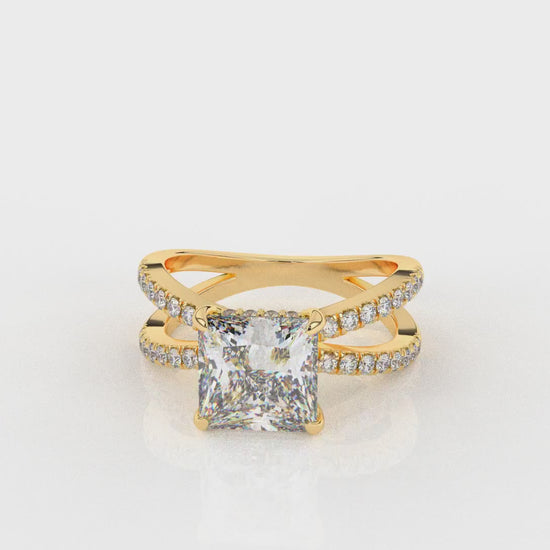 2.98 CTW Princess Cut Diamond Bridal Set Engagement Ring