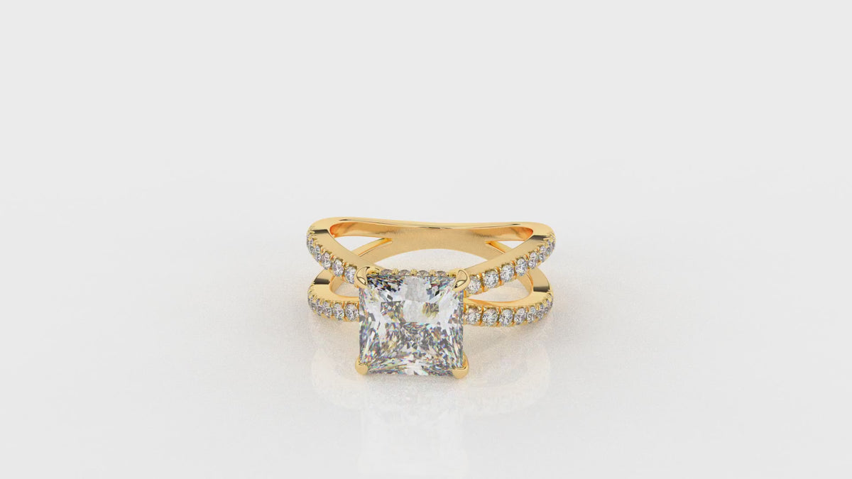 2.98 CTW Princess Cut Diamond Bridal Set Engagement Ring