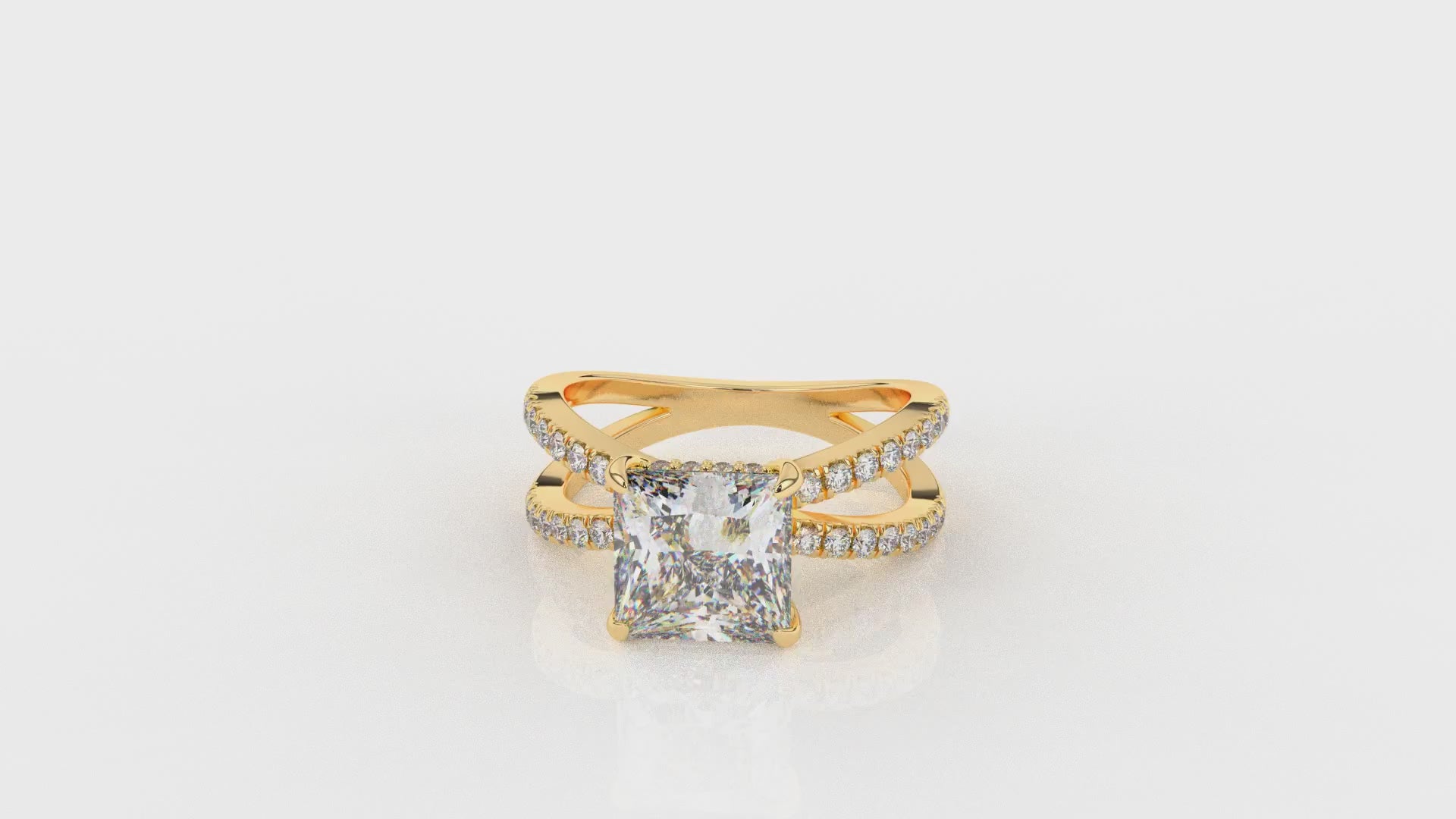 2.98 CTW Princess Cut Diamond Bridal Set Engagement Ring