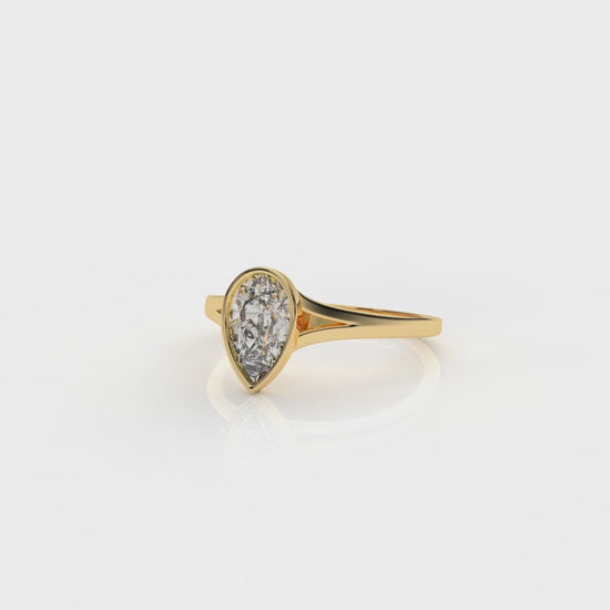 Gold ring with a diamond GLAM NYC