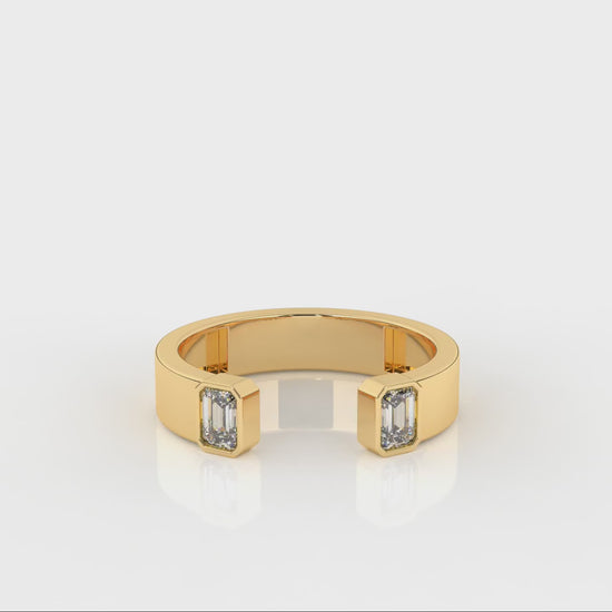 0.45 CTW Diamond Open Cuff Baguette Ring - Video