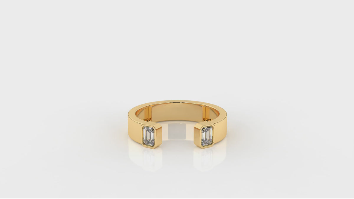 0.45 CTW Diamond Open Cuff Baguette Ring - Video