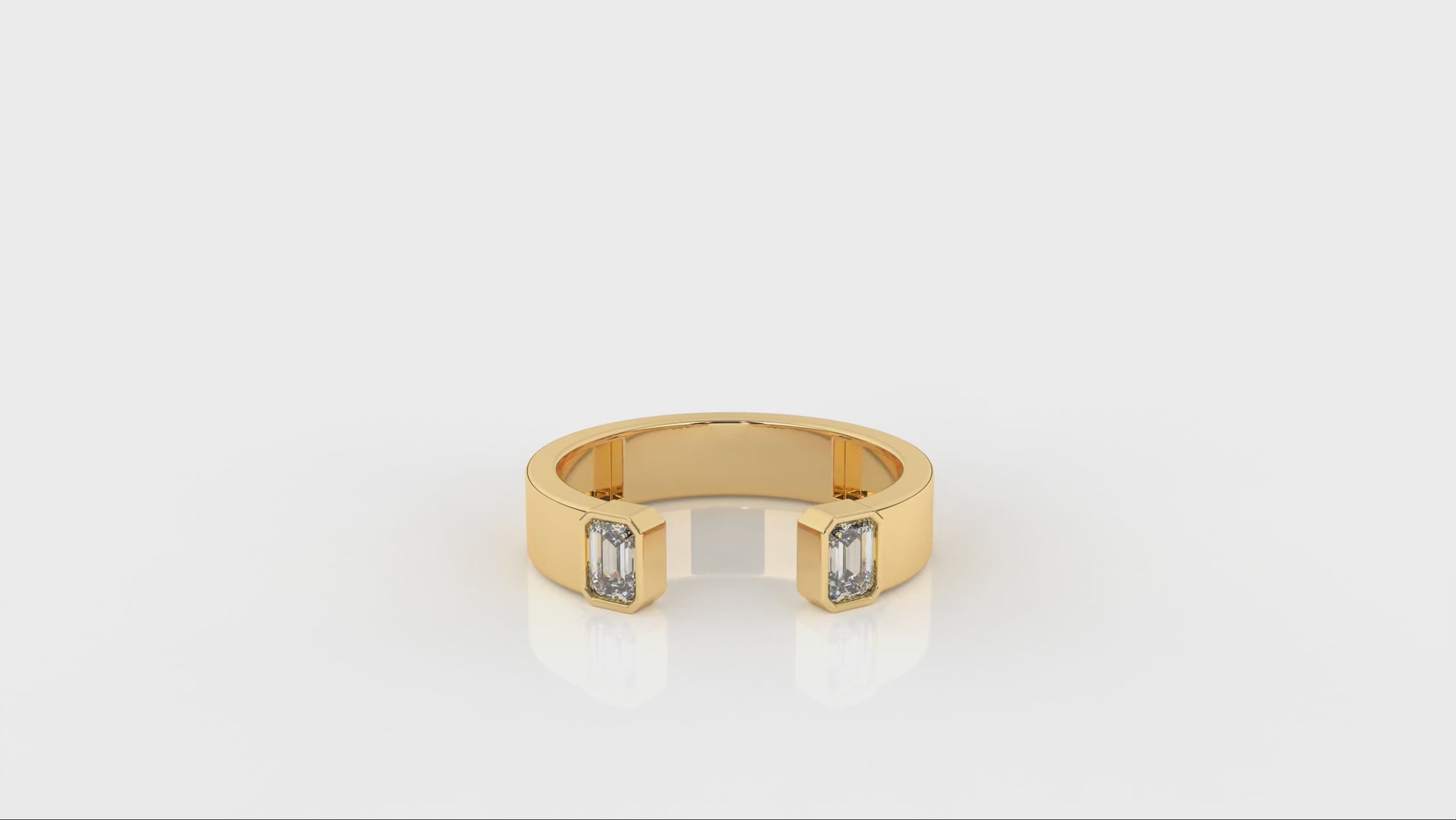 0.45 CTW Diamond Open Cuff Baguette Ring - Video