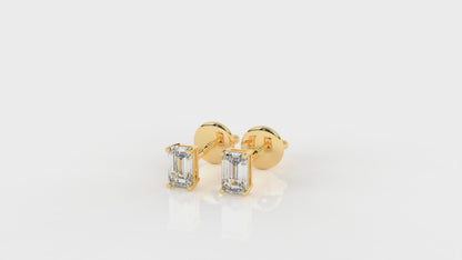 1.00 CTW Lab-Grown Diamond Emerald Cut Stud Earrings Product Video