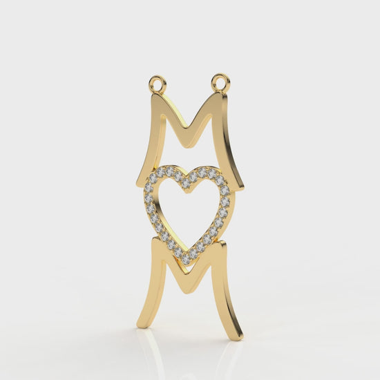 Iced Crown Heart “Mom” Pendant – 0.45 CT Diamond Accent | Sterling Silver