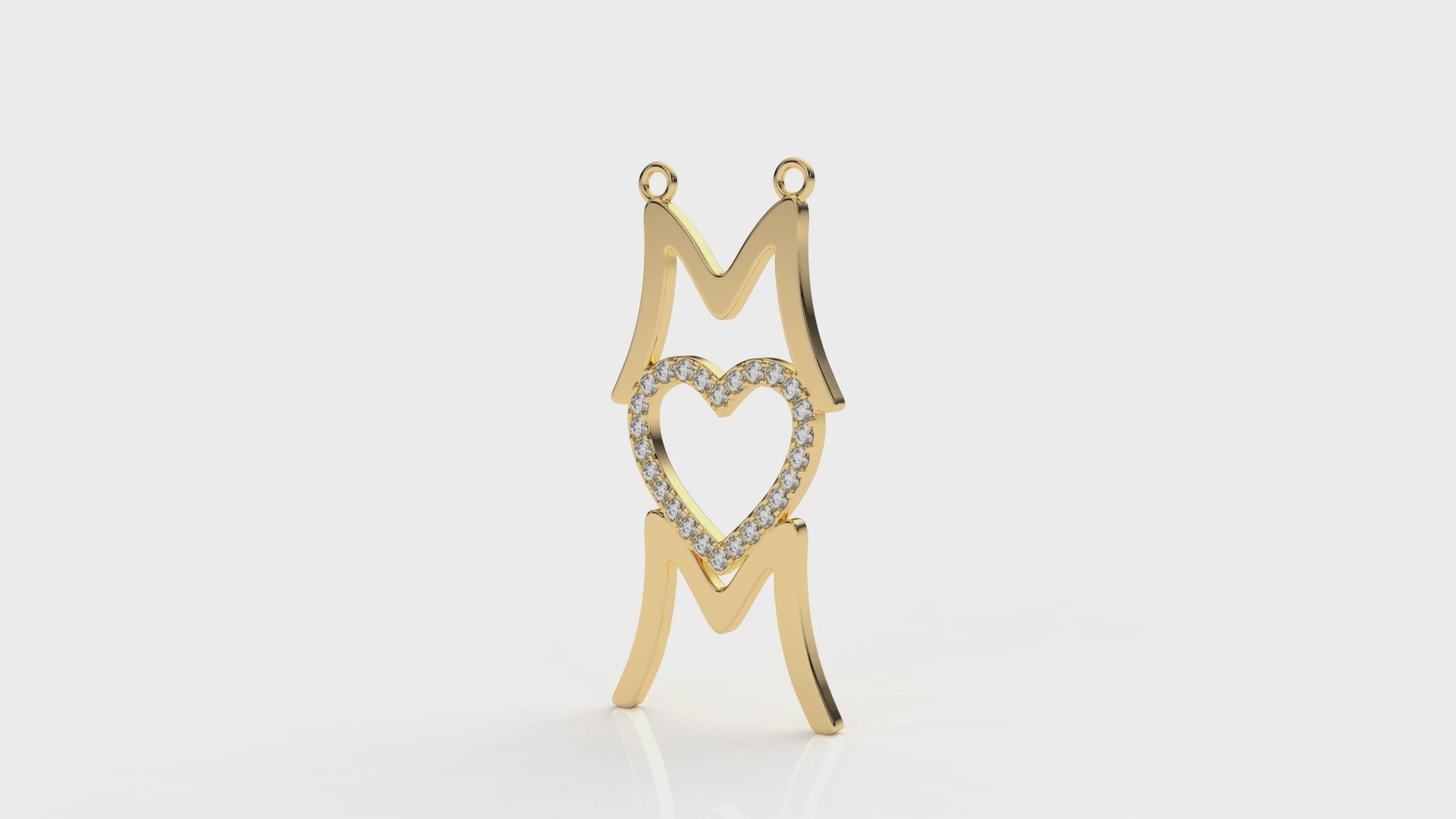 Iced Crown Heart “Mom” Pendant – 0.45 CT Diamond Accent | Sterling Silver
