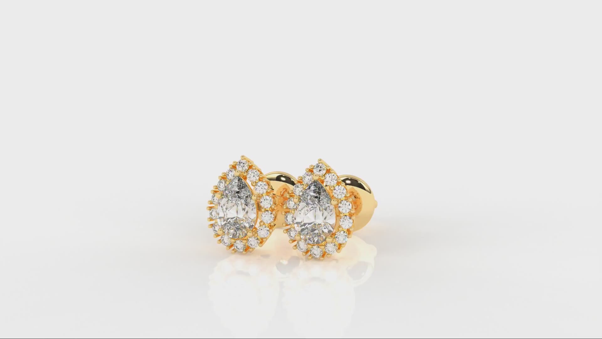 1.42 CTW Pear-Shaped Diamond Halo Stud Earrings - Video