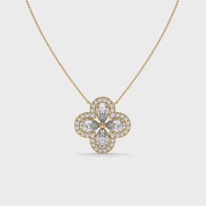 1.99 CT Diamond Four-Leaf Clover Pendant Necklace-6