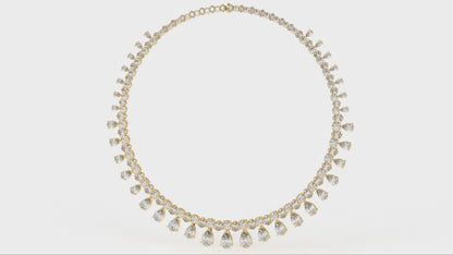 21.56 CTW Pear Cut Diamond Drop Tennis Necklace-3