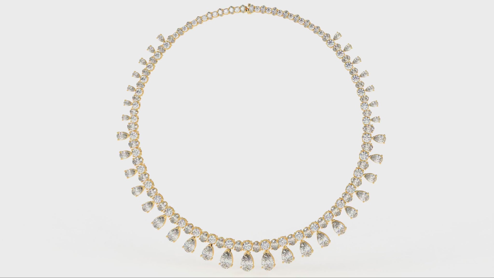 21.56 CTW Pear Cut Diamond Drop Tennis Necklace-3